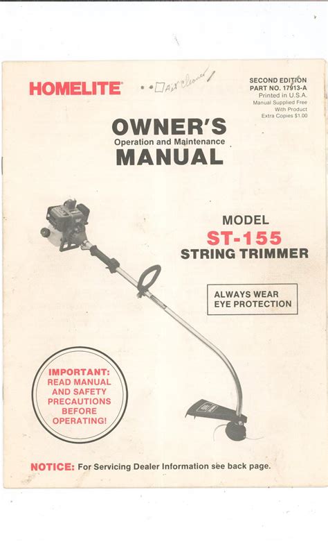 homelite trimmer owners manual